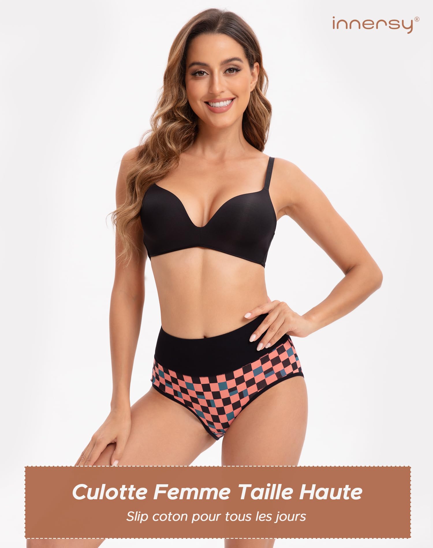 INNERSY Culotte Femme Coton Taille Haute Slip Élastique Shorty Confort sous-vêtement Doux Lot de 5