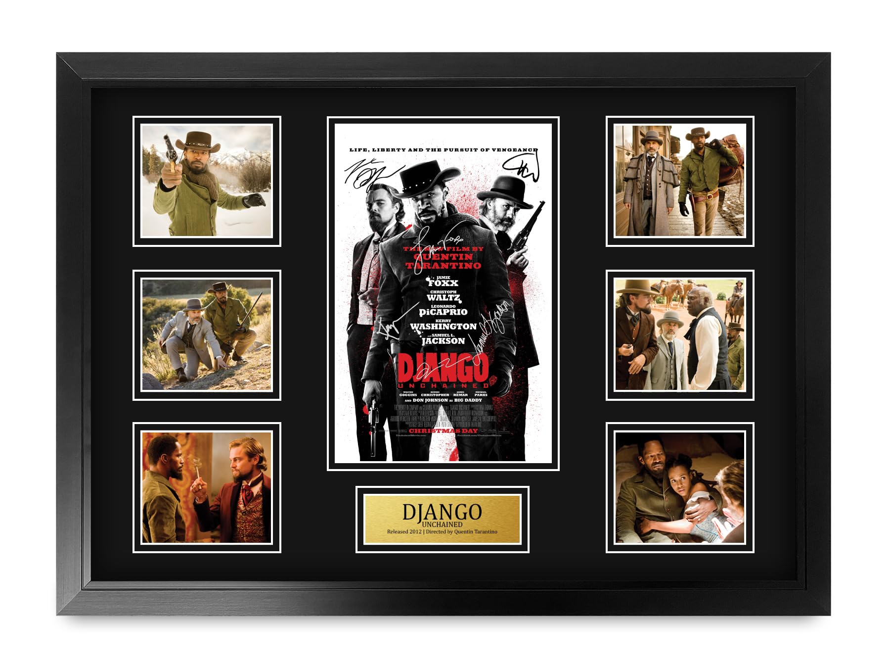 HWC Trading Django Jamie Foxx Regali Stampato Poster Firmato Autografo Immagine Per Film Memorabilia Tifosi - A2 Incorniciato (ID-006458)