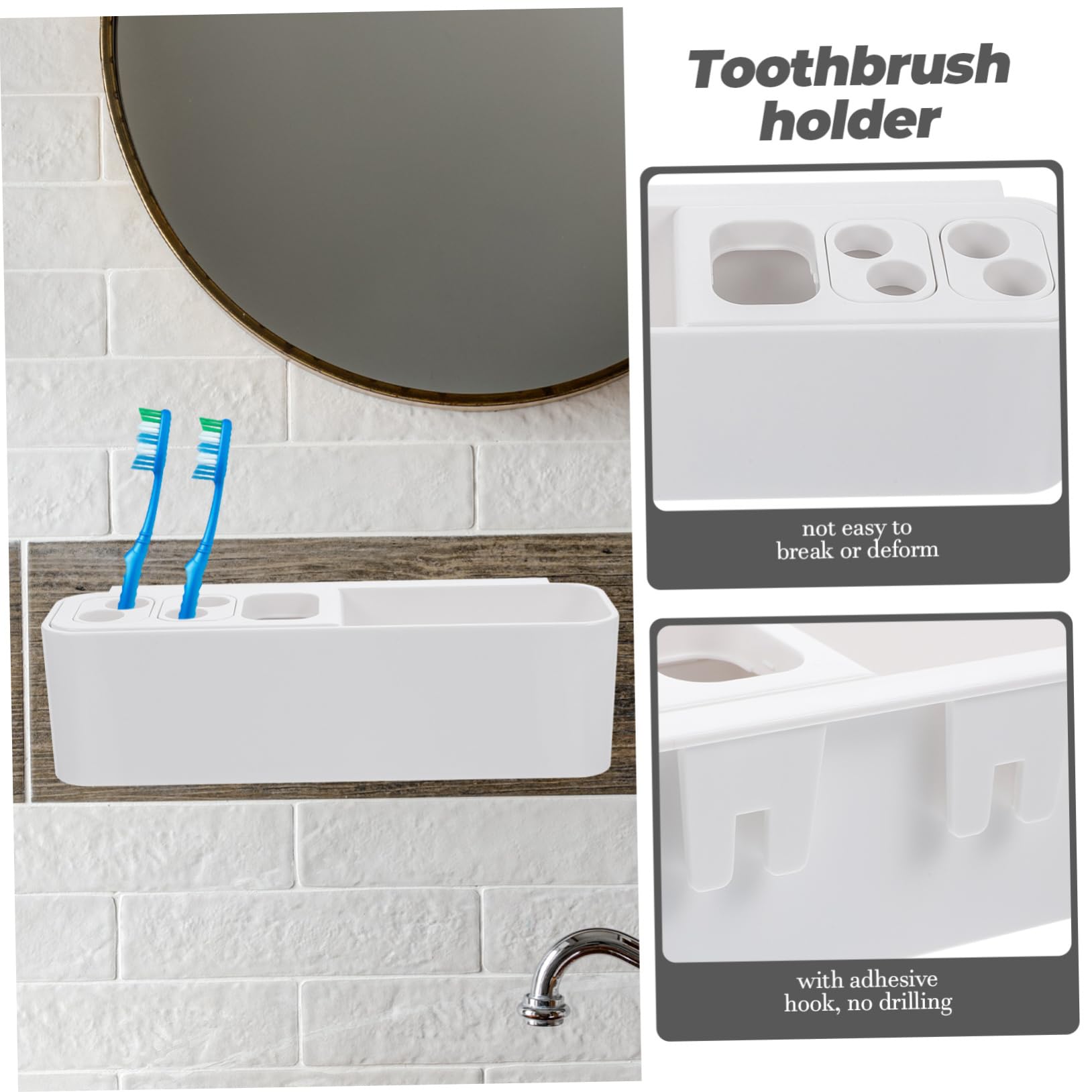 STOBAZA 3 Piezas Soporte de Cepillos de Eléctricos Pared Organizador Drenaje y Adhesivo Fuerte Almacenamiento para Cepillos Pasta y Accesorios Práctico y Duradero