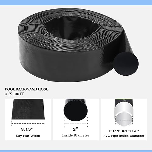 Miniatura 42 de Eastrans Manguera de retrolavado de piscina de 2 pulgadas x 50 pies con abrazadera de manguera, manguera de descarga extra resistente, mangueras