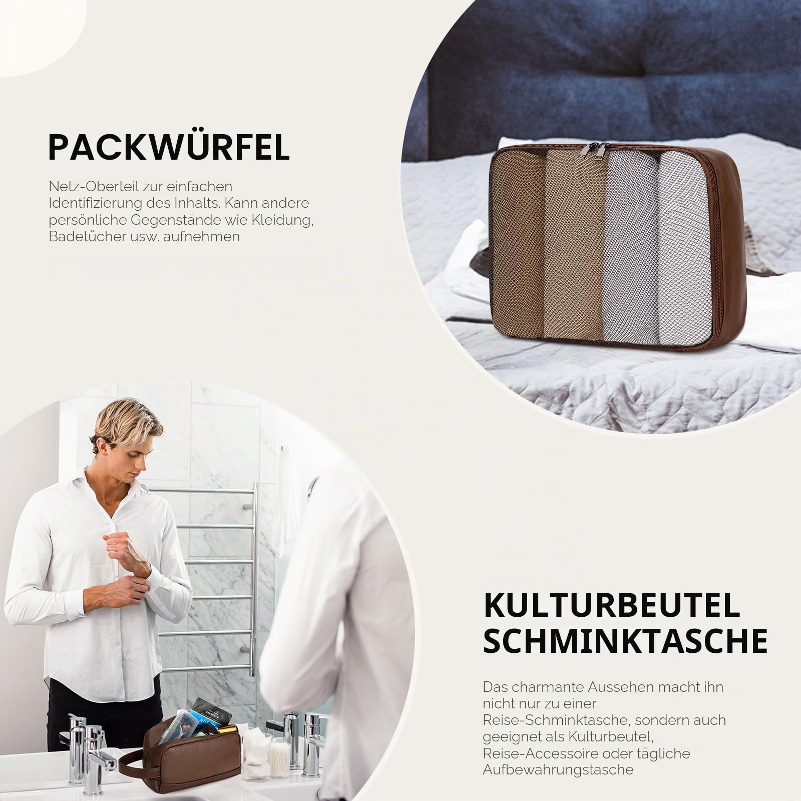 Wogarl Wochenendtaschen für Damen, große Übernachtungstasche, Wochenend-Reisetasche, Schultertasche, mit Schuhfach, 3 Stück, Kaffee, Large, modisch