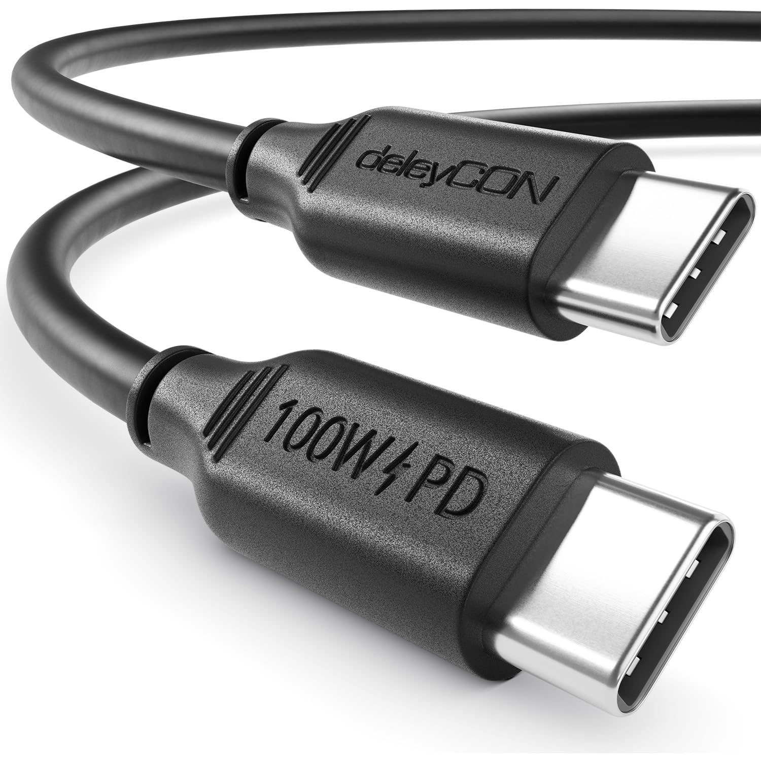 deleyCON 0,5m USB C Kabel PD3.0 (100W Schnellladekabel) Kurzes Ladekabel für iPhone 17 16 15 Pro Max Air Galaxy S25 S24 S23 S22 Pixel iPad Pro MacBook Air Tablets Switch PS5 - Schwarz