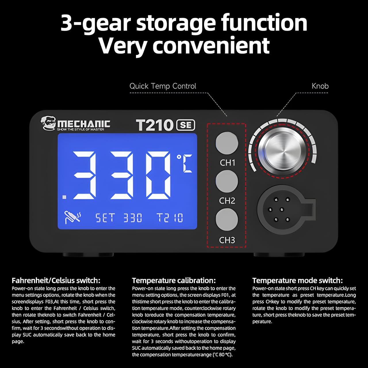 Mechanic T210 SE Smart Soldering Station Digital Thermostatic Control Fast Heating for C210 Tips Soldering Iron Tools(T210 SE)