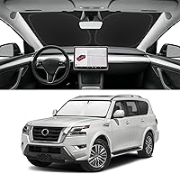 Vista 75 de Parasol de parabrisas de ajuste personalizado para Nissan Titan 2017-2024, bloquea los rayos UV y el calor, parasol de ventana delantera, fácil