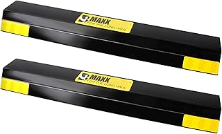 MaxxHaul 51034 16 in. Heavy Duty Car Parking Stoppers 2 Pack Easy Install 16" x 1.8" x 3.8" for Garage and Outdoor Car SUV Truck Eco Friendly Material Reflective Strips