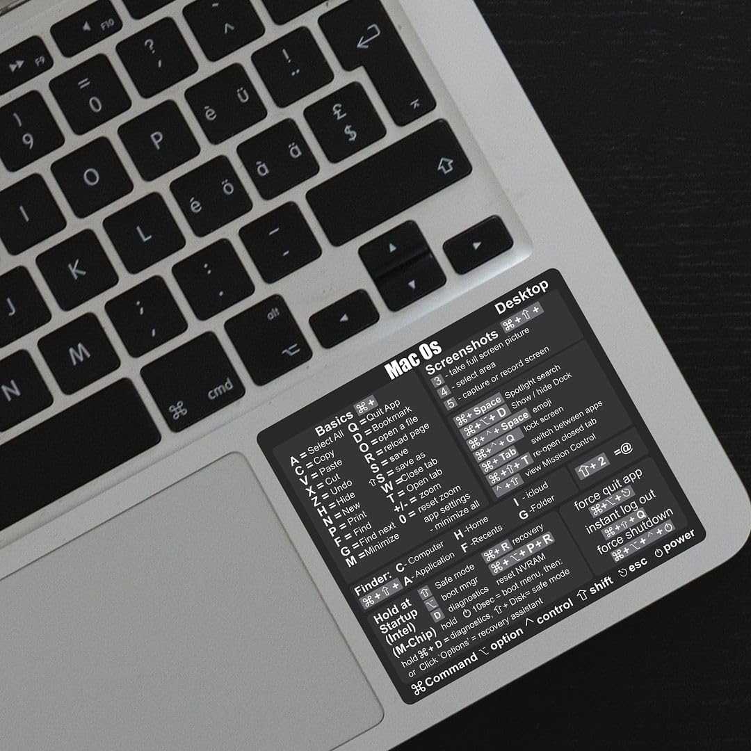 CVANU Keyboard Shortcut Vinyl Self Adhesive Sticker Compatible for (Mac Os) Laptop (Black)_L472 (B0D8FNDG9R) Amazon Price History, Amazon Price Tracker
