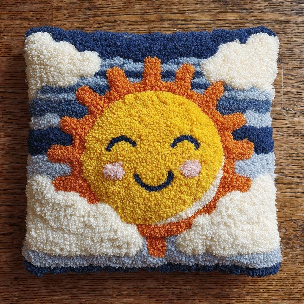 WallustrioaW Latch Hook Kits for Adults,The Smiling Sun