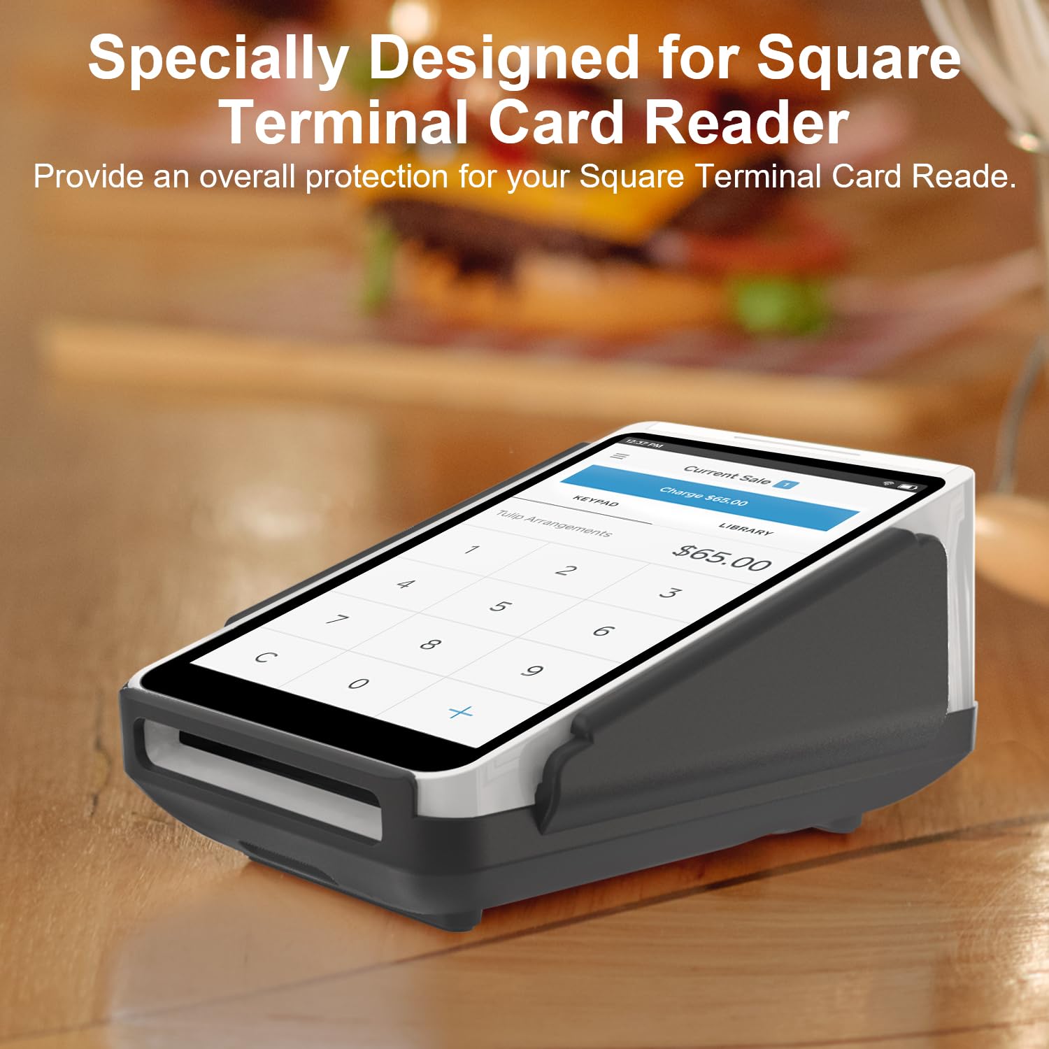 Protective Case Cover Compatible with Square Terminal - Hard Plastic Base Cover and 3 HD Screen Protector (Black)