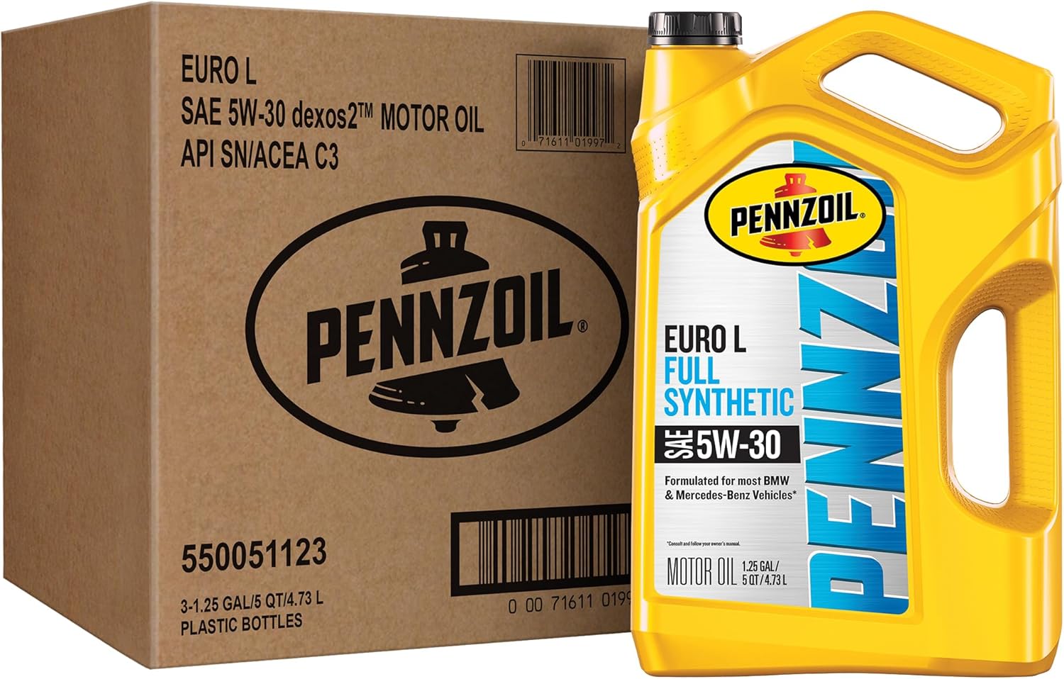Pennzoil Platinum Euro L Full Synthetic 5W-30 Motor Oil, 5 Quart (3 Pack)
