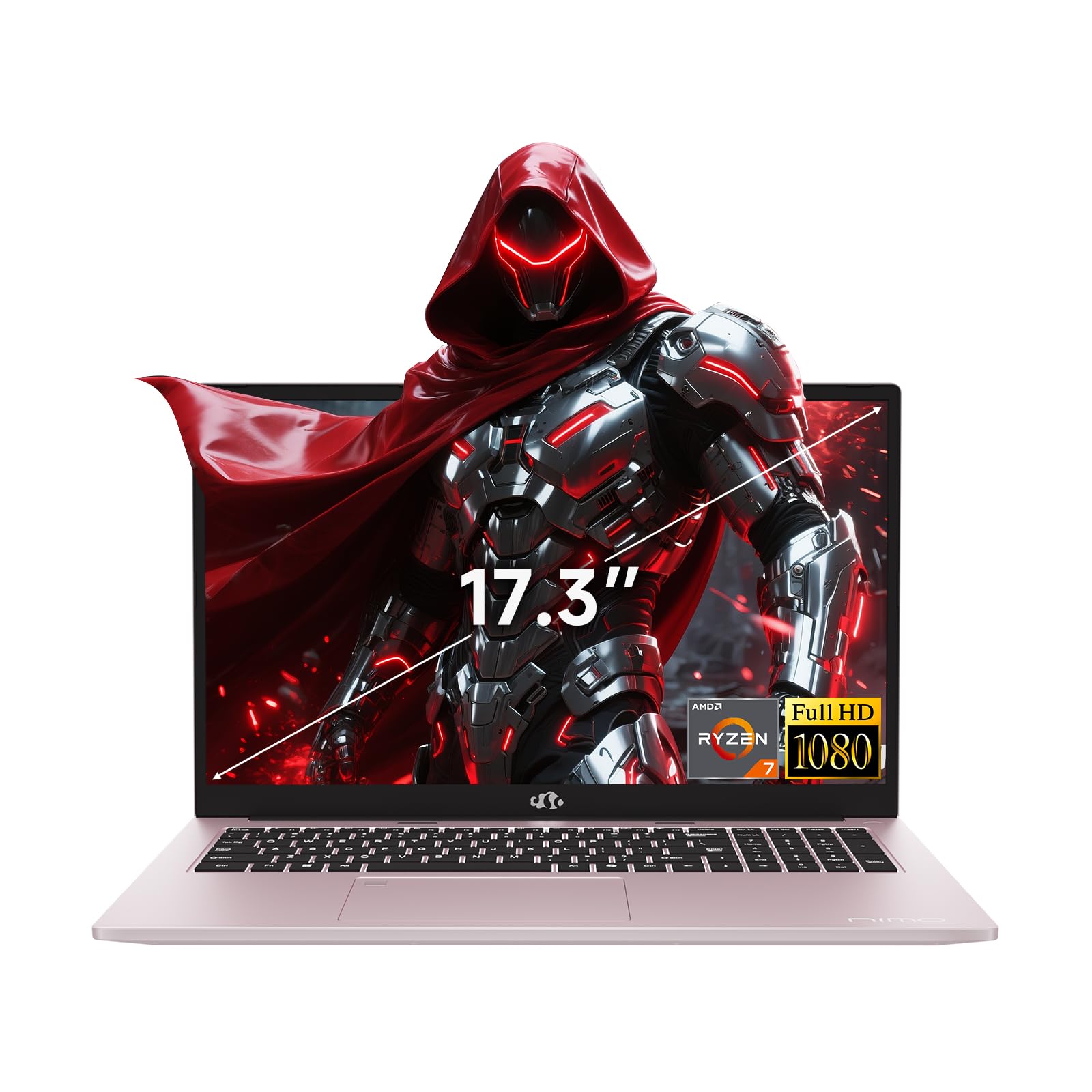 NIMO Gaming Laptop, 17.3" FHD IPS Anti-Glare Screen, AMD R7 7735HS (Up to 4.75GHz, Beat i7-12650H) Computer with 16GB DDR5 RAM 256GB SSD, 180° Viewing, Radeon 680M, 100W Type-C, for Business College