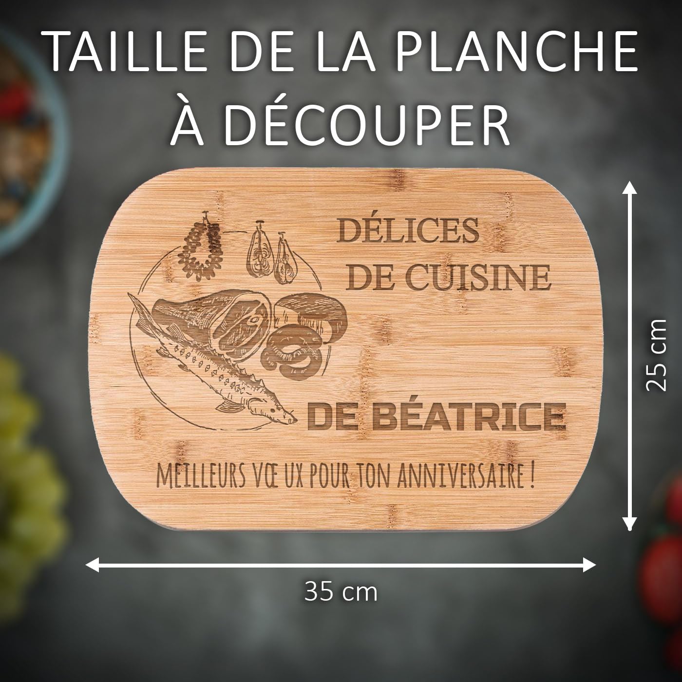 Maverton Planche à Découper Personnalisable - Plateau Eois En Forme De Cochon Avec Gravure Pour