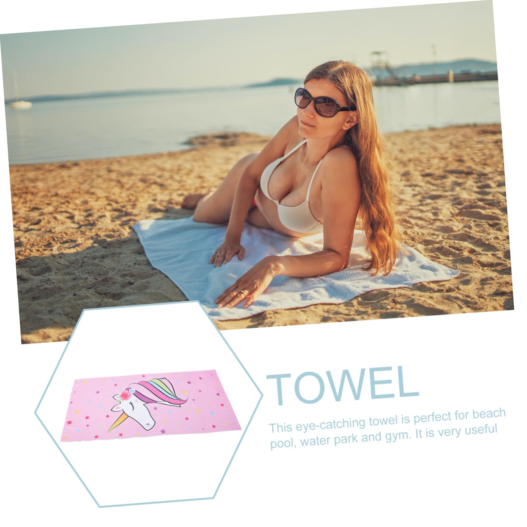 ULTECHNOVO 5 Pièces Serviette de Plage à Licorne Voyage Rose Enfants Couverture de Plage Filles Serviette de Plage Confortable Jolies Serviettes de Plage Fibre Superfine