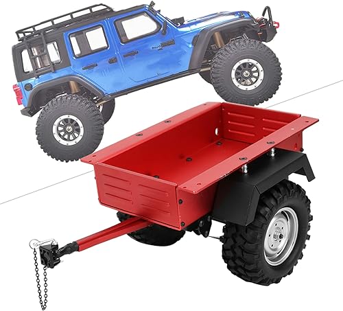 Miniatura 2 de Escala 110 RC Car Hitch Trailer Modelo de aleación de aluminio Juguete para niños Ajuste para TRAXXAS RC Car (rojo)