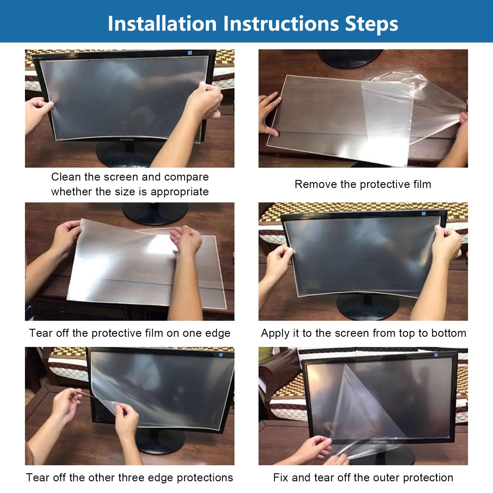 Protector De Pantalla Mate Contra La Luz Azul, Cubierta Antirreflejos para Pantalla Lámina Antirrayaduras Que Bloquea La Luz Azul,60" 1338x756mm
