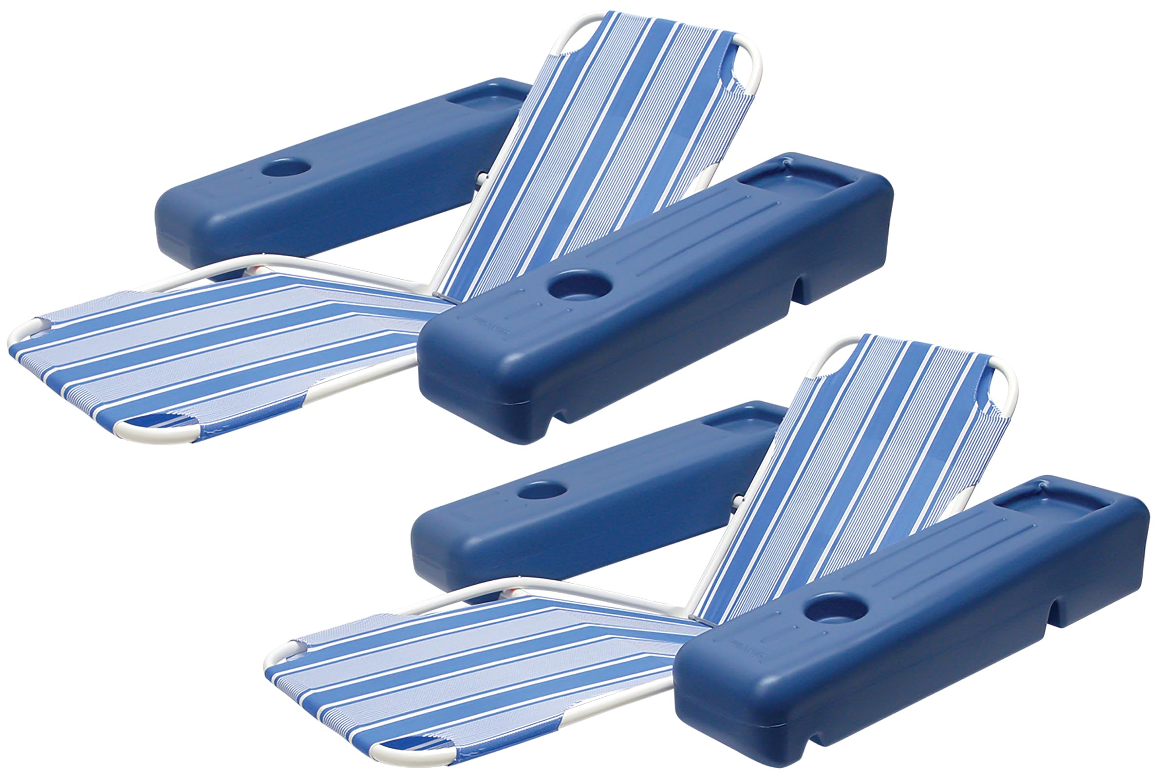 Poolmaster Caribbean Heavy-Duty Retro Floating Chaise Pool Lounge Recliner with Beverage Holders, 2-Pack