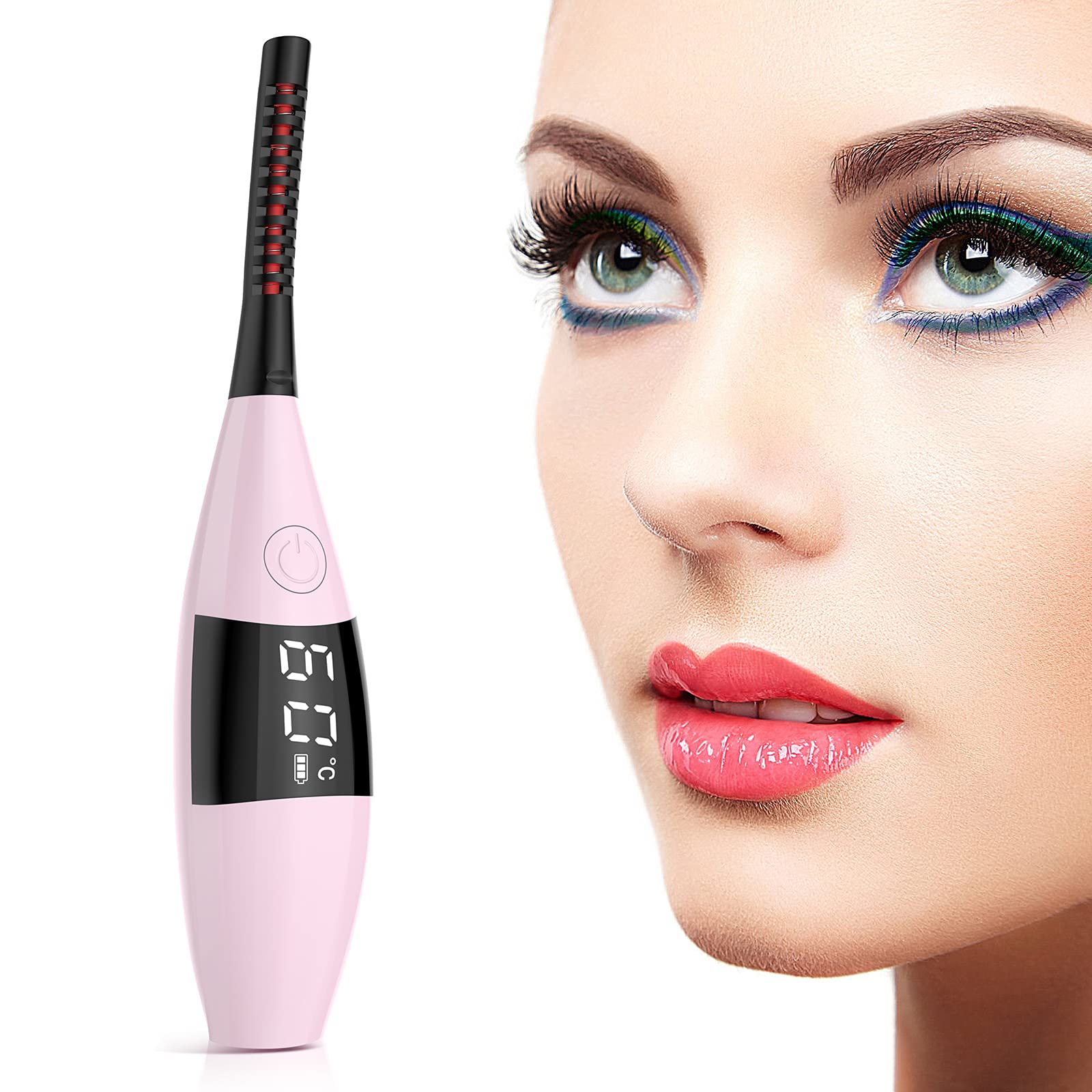 Heated Eyelash Curler for Women Portable Electric Eyelash Curler Heated Ceramics, Heated Eyelash Curlers with 4 Temperature Modes USB Rechargeable Long Lasting Eyelashes