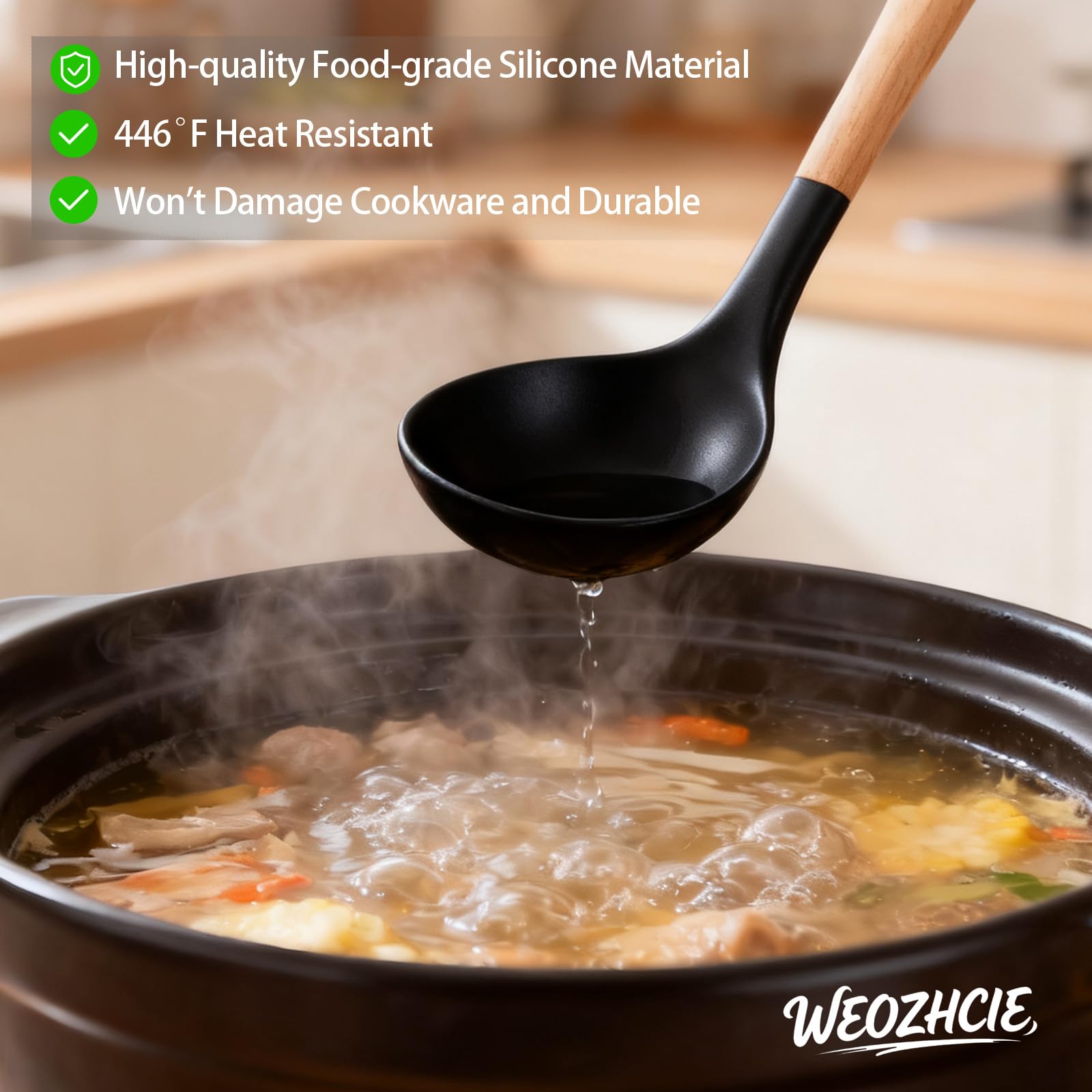 Silicone Cooking Utensil Set,12 PCS Cooking Cookware Kitchen Utensils Set for Cooking, Nonstick 446°F Heat-Resistant Cookware Kitchen Tools of Spoon,Brush,Whisk,Spatula,Turner Tongs (Black)