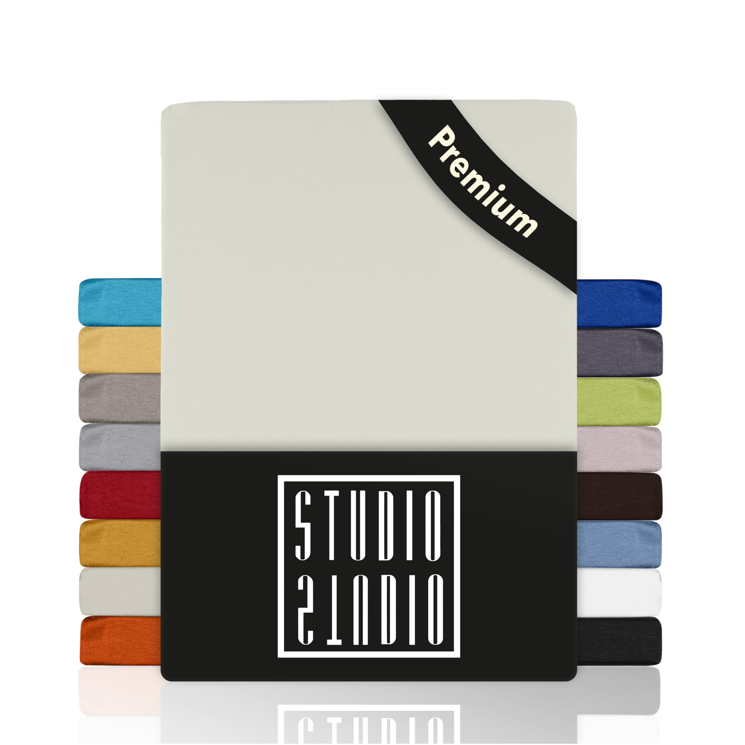 STUDIO Premium Fitted Sheet 90 x 200 cm, 90 x 220 cm, 100 x 200 cm & 100 x 220 cm - Jersey Fitted Sheet Made of 97% Cotton & 3% Elastane - Snow - Oeko-Tex Certified, Non-Iron - for Mattresses 15-35 cm — image 1