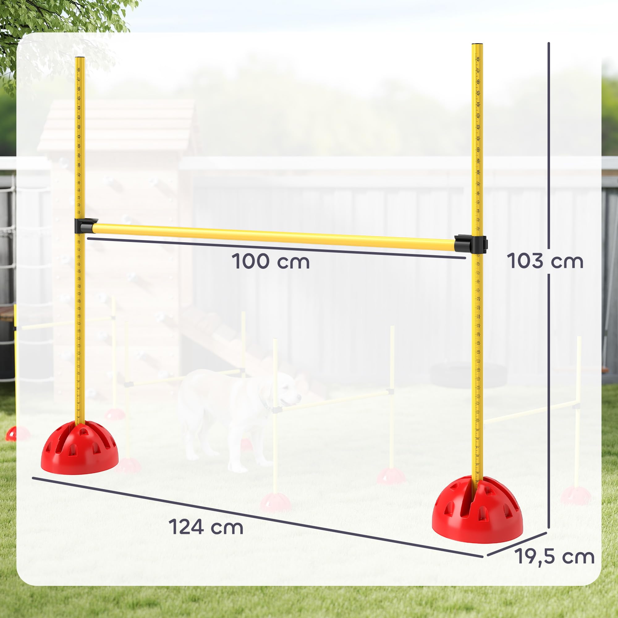 PawHut Kit d'équipement d'agilité pour Chien, kit d'agilité pour Chien avec 4 Haies de Saut réglables en Hauteur, Sac de Transport, Assemblage Facile, Agility à Chien Portable, Jaune et Orange