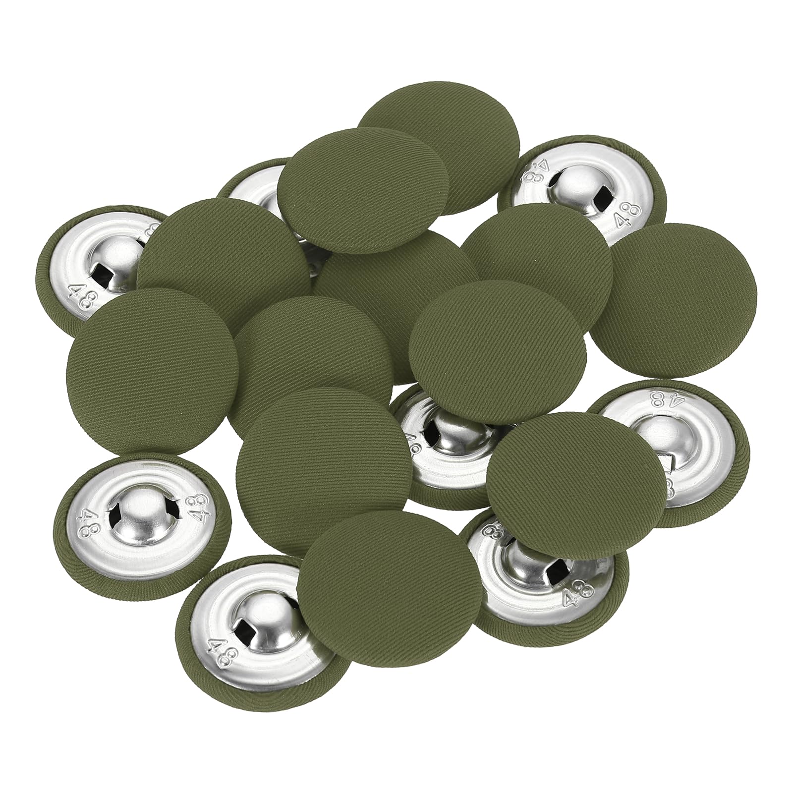 sourcing map 20Pcs Fabric Cloth Covered Button, 30mm 48L Metal Shank Round Sewing Buttons Fabric Covered Button for Coat Dress Sweater Hats Crafts Making, Army Green