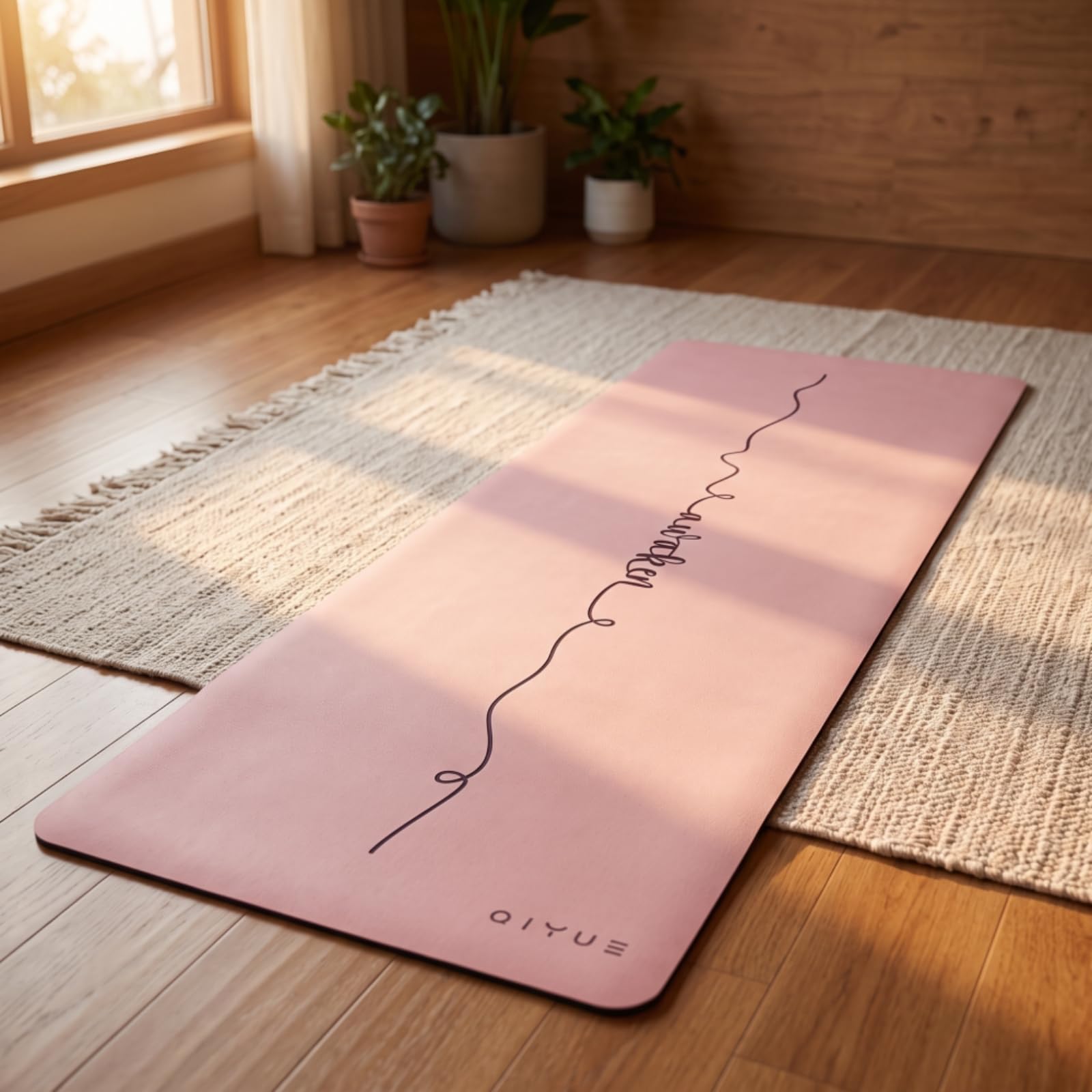 Tappetino Pilates Tappeto Fitness Tappetino Palestra Materassino Allenamento con Superficie Aderente E Spessore Ammortizzante per Stabilità Adatto a Benessere, Verde Giada, Luna E Stelle