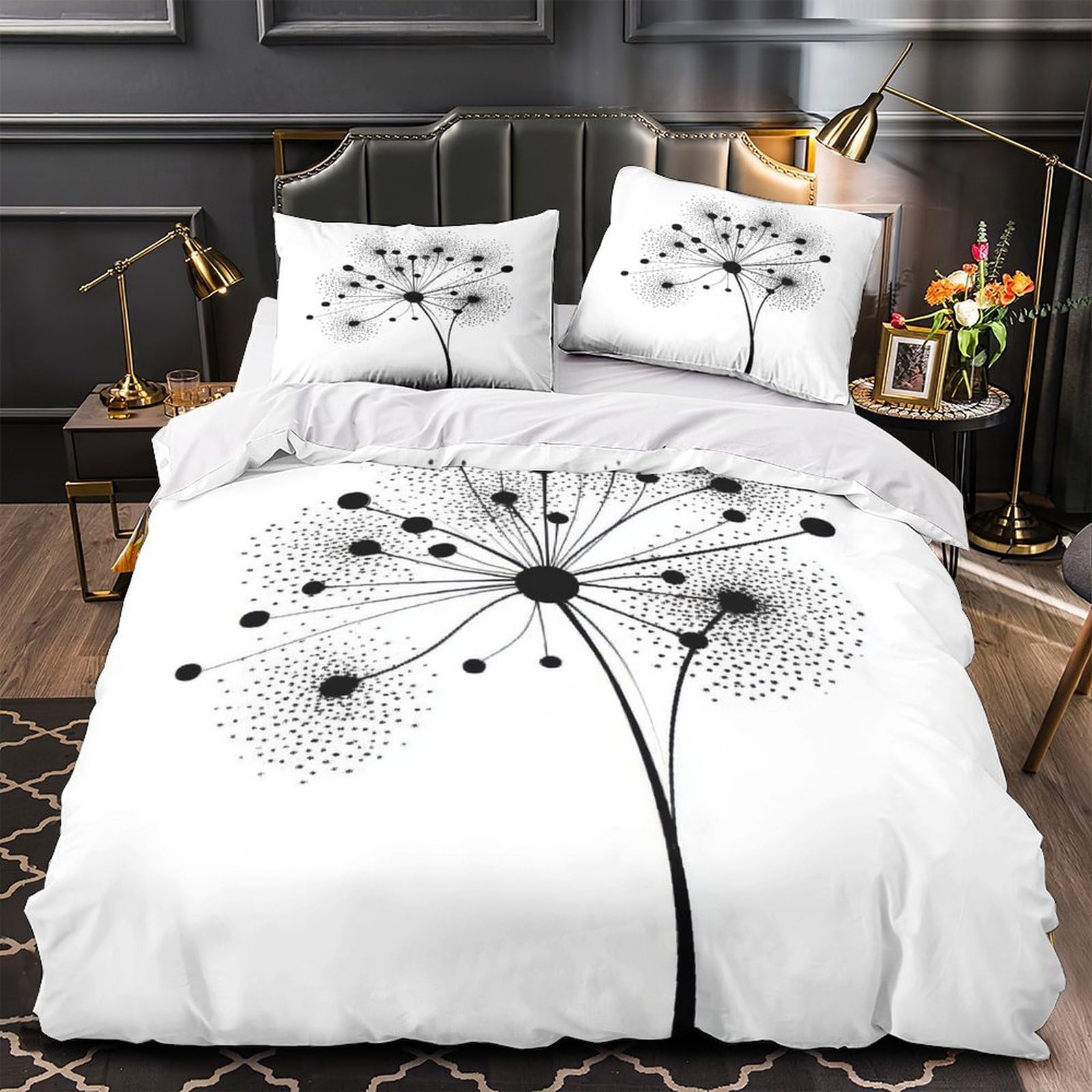 Parure de lit chiot blanc en microfibre 3D Super King 260x220 cm avec housse de couette