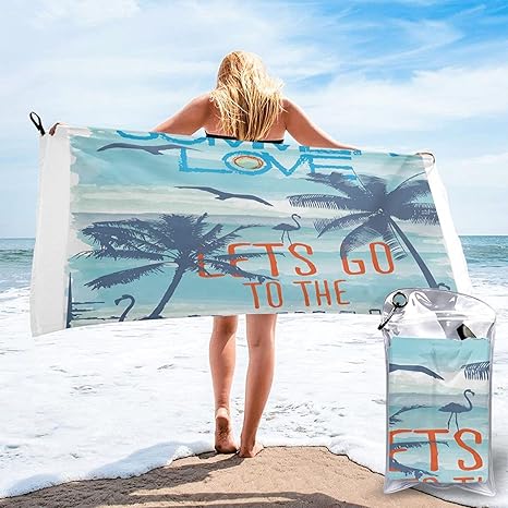 Download Amazon Com Beach Towel Oversized Ultra Soft Microfiber Beach Towels For Adults Personalized Super Absorbent Quick Dry Pool Towel For Kids Men Women Boys Girls Lets Go To The Sunset Beach Flying Birds Flamingos Home Kitchen
