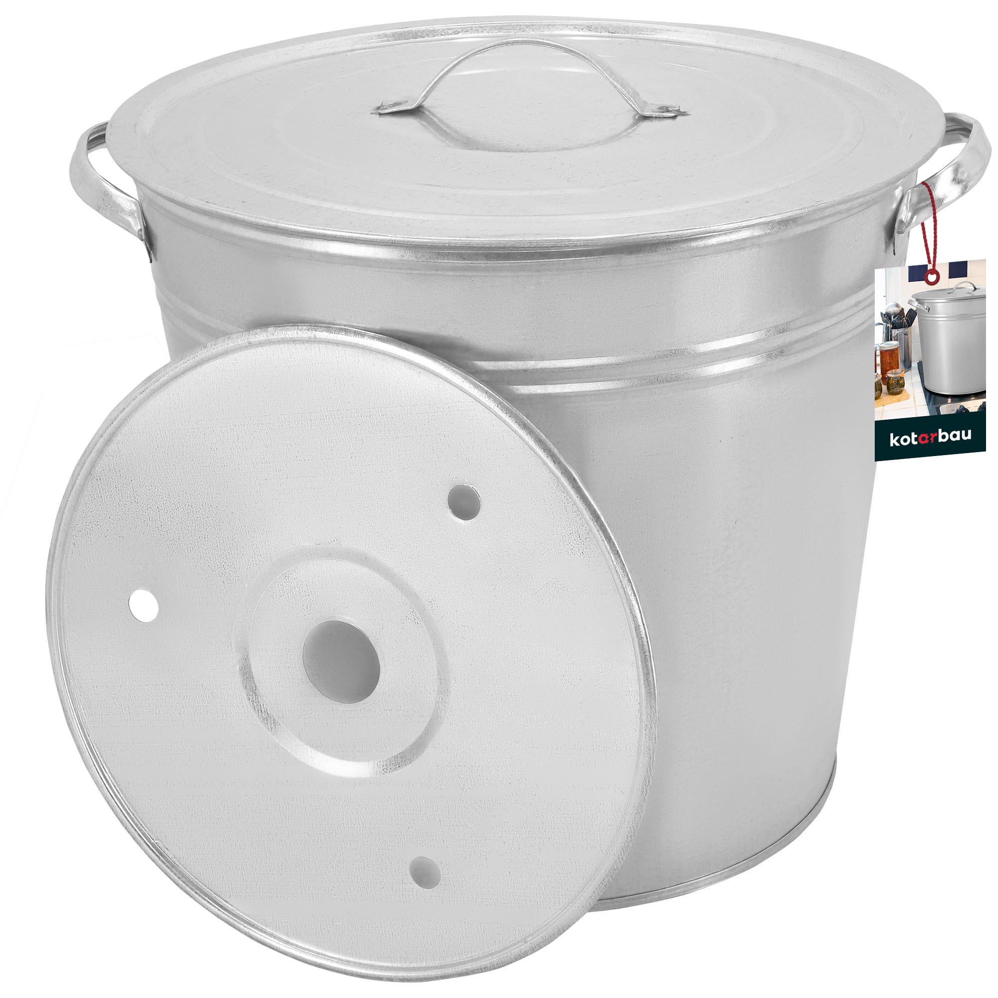 KOTARBAU® Einkochtopf 32 Liter mit Deckel & Zwischenboden, verzinkter Stahl