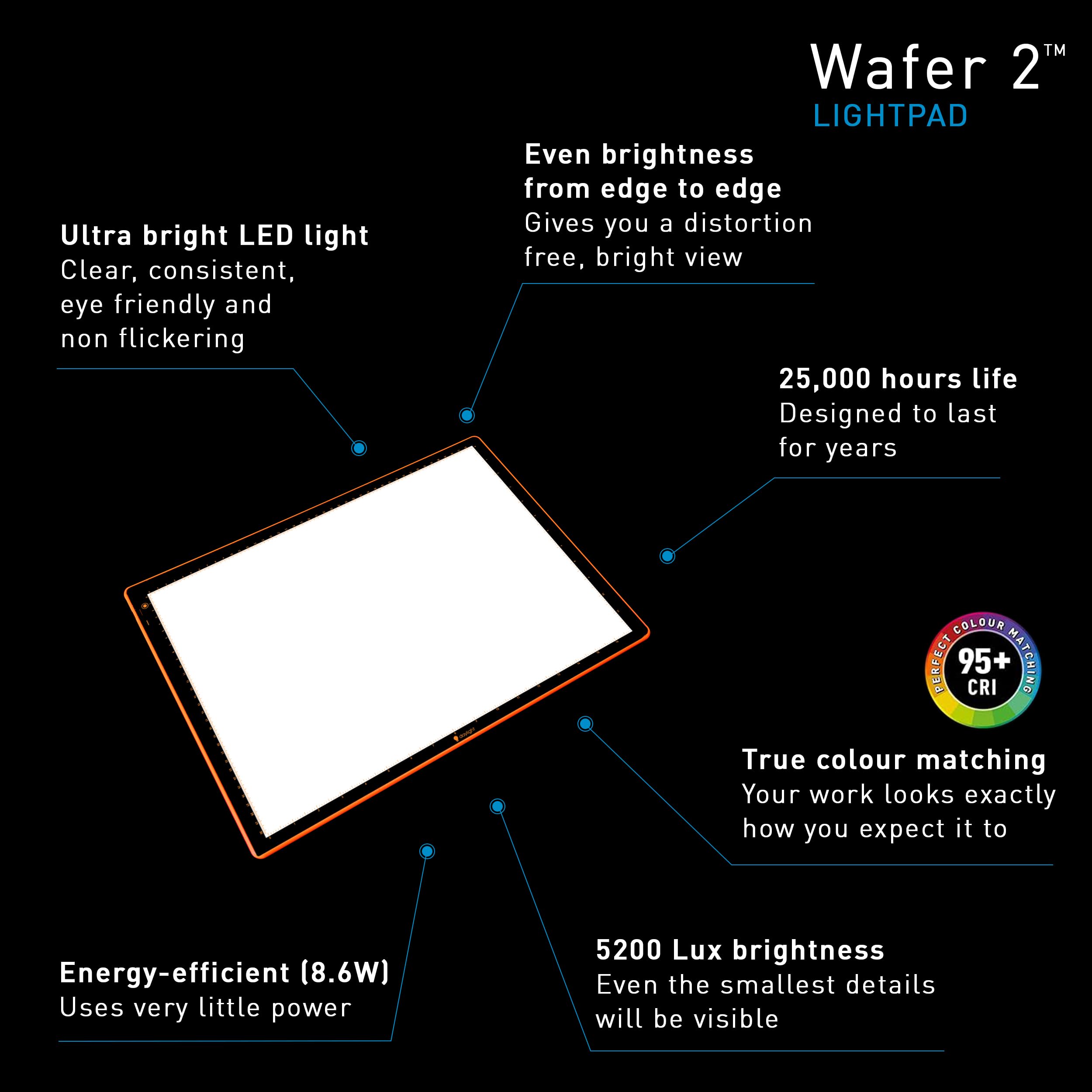 Wafer 2 Light Pad (A3) for Tracing, Drawing, Sketching & Painting - Dimmable with Adjustable Brightness - Tracing Lightbox for Artists, Black - Image 4