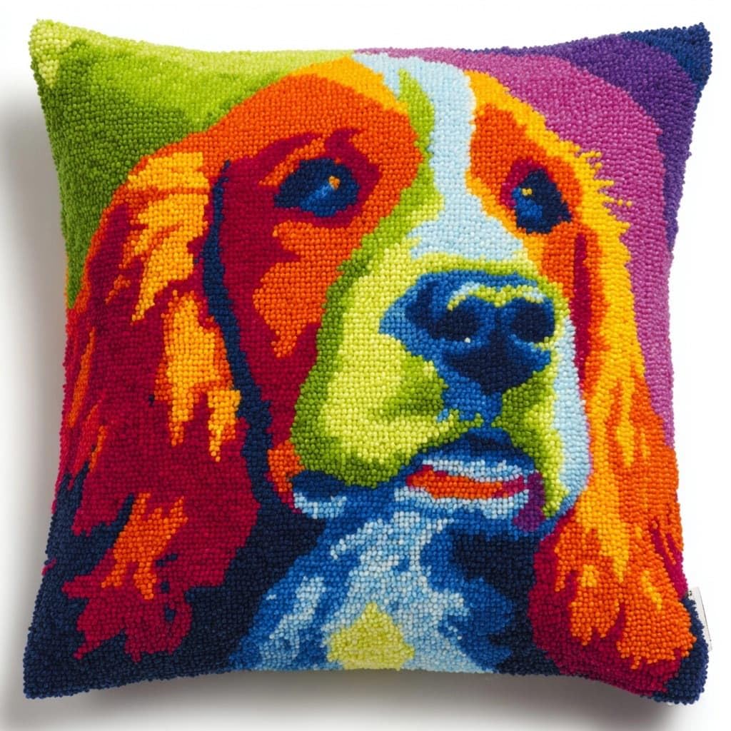 WallustrioaW Latch Hook Cushion Kit,Animal Dog