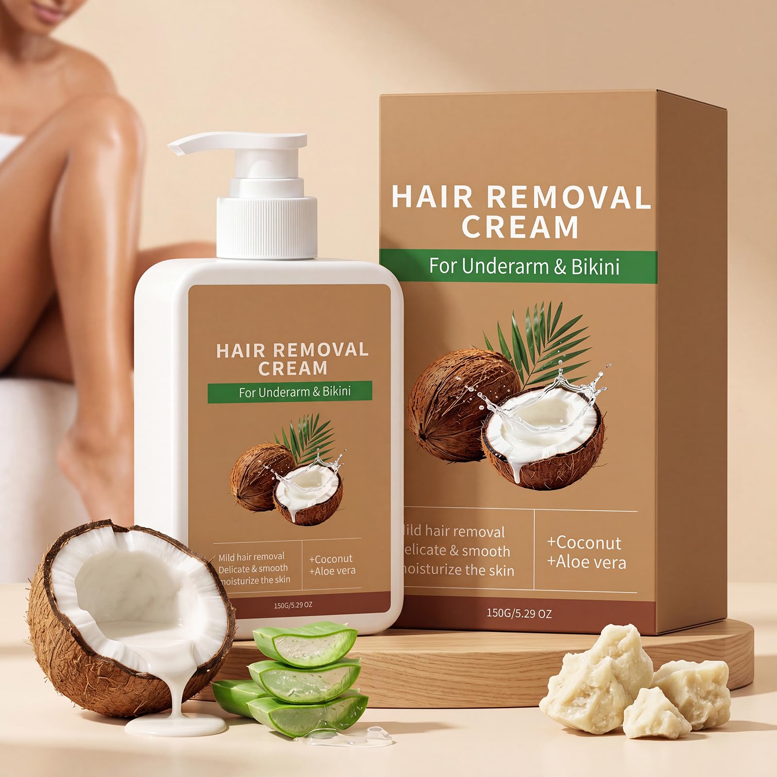 Crema depilatoria delicata e indolore per donne e uomini, a base di olio di cocco, per viso, labbro superiore, mento e guance. Adatto per pelli sensibili. Lascia la pelle (4 pezzi)