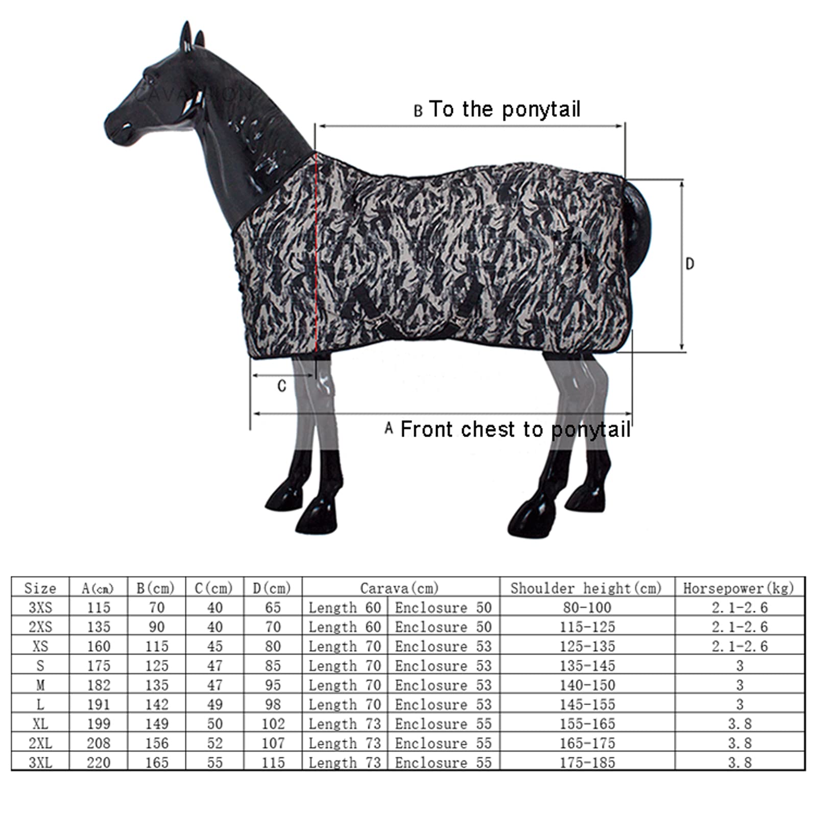 KLUFO 900D Manta de Caballo de Invierno Combo Impermeable de Peso Medio con Cubierta de Cuello - Adjusta- Camuflaje de Color - Cobertura Completa y Calor Estable (135-145cm)