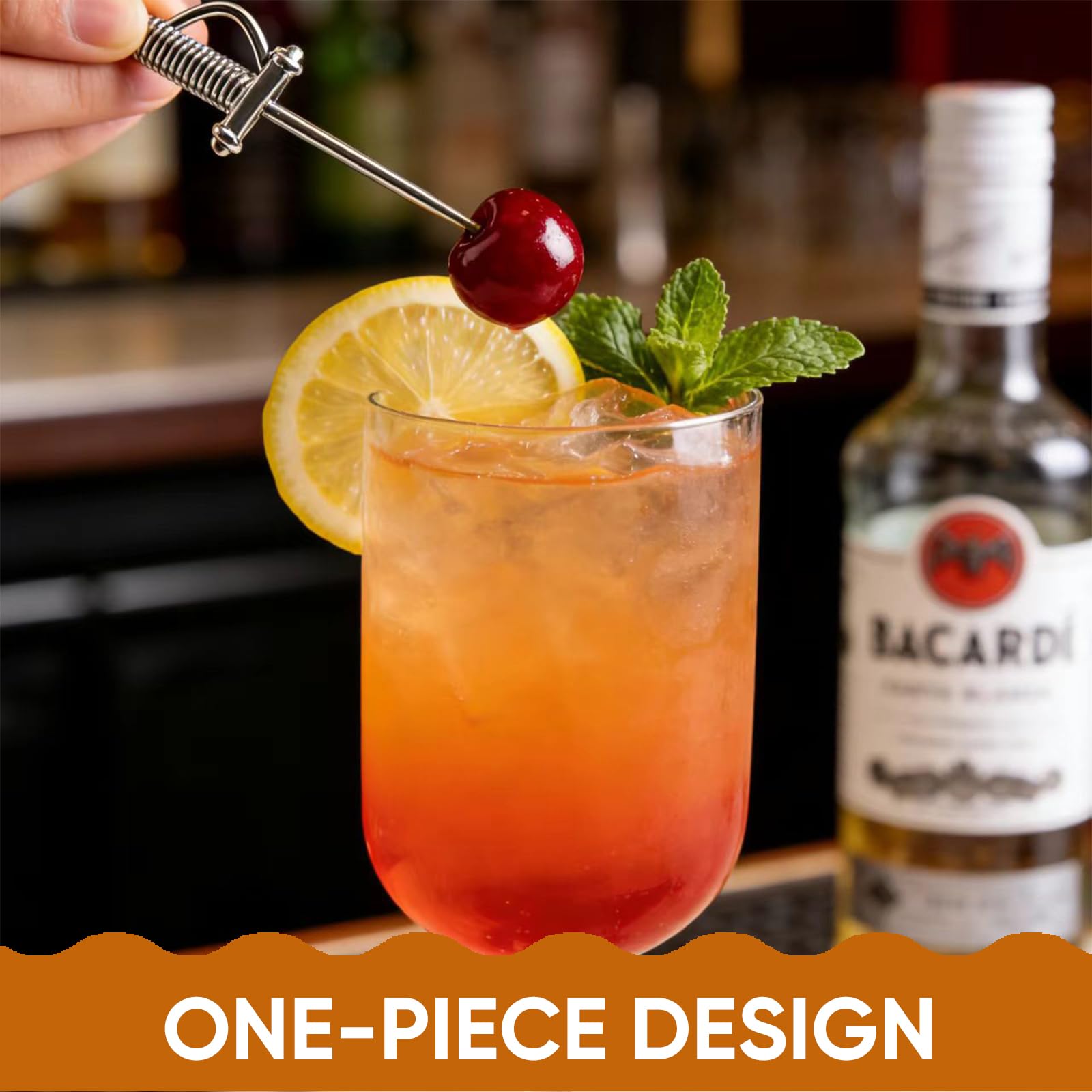 Bastoncini da cocktail in acciaio inox, 5 bastoncini da cocktail retrò, spiedini di oliva Martini, stecchino per bevande per bar e uso domestico, stuzzicadenti durevoli per antipasti, contorni e