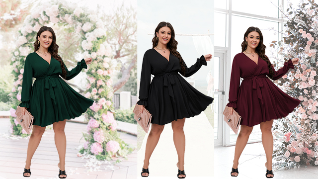 Vestido Ajustado Con Cuello En V Para Mujer, Manga Larga Con Botones Para Mujer Para Vacaciones ANGGREK Negro S | En Línea