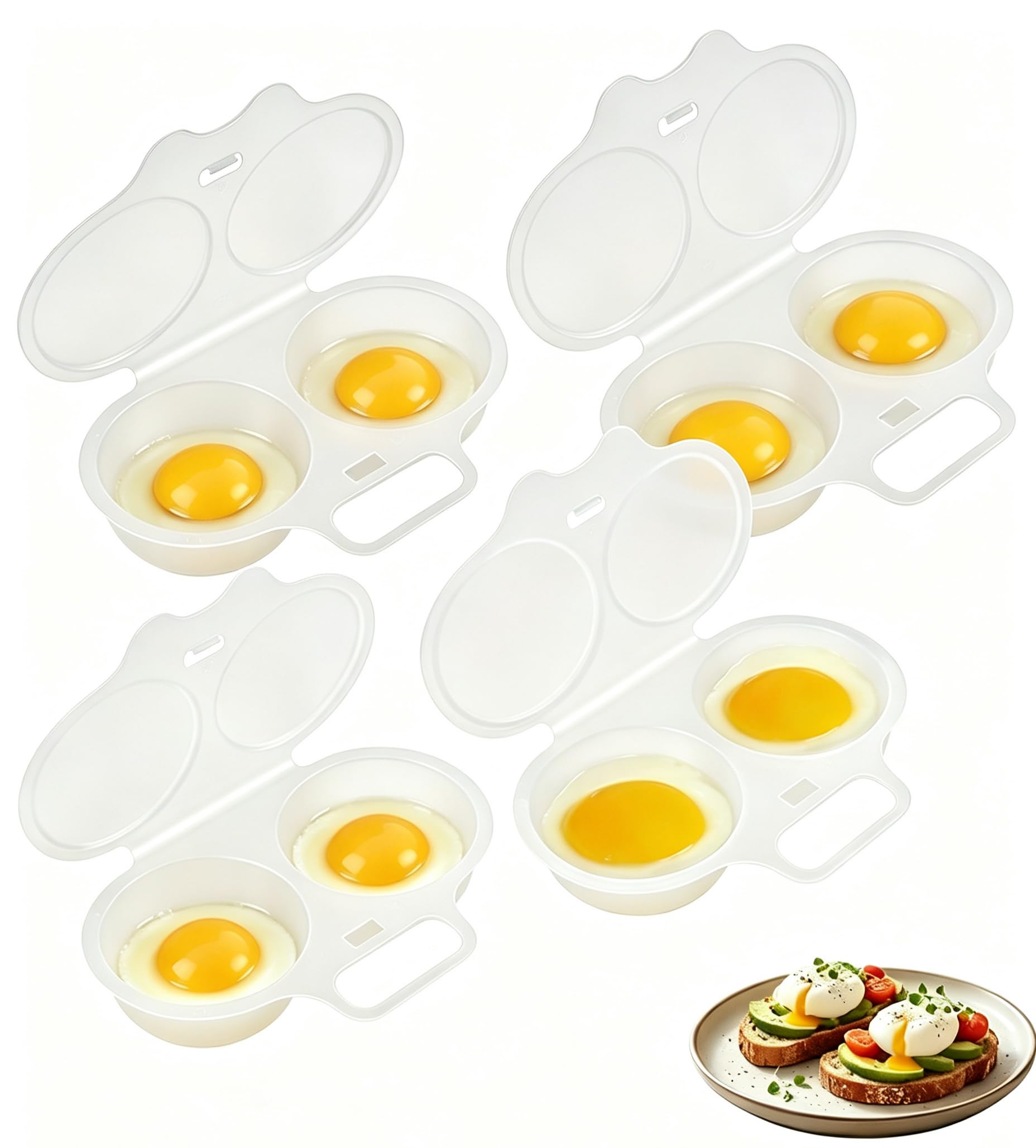 Microwave Egg Poacher, Dual Cavity Microwave Egg Poacher With Lid & Handle