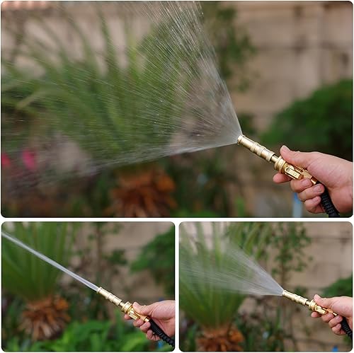 Miniatura 5 de Boquilla de manguera de latón y juego de boquilla de rociador de manguera de jardín de 8 agujeros, resistente, rociador ajustable y chorro de alta