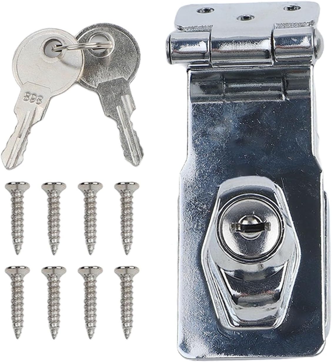 Drawer Lock with Key, 90° Angle Turn Latch Inward-Opening Cabinets & Drawers, Iron Construction, Silver Finish – 2.5/3/4 Inch Sizes (Pack of 1)(4 inches)