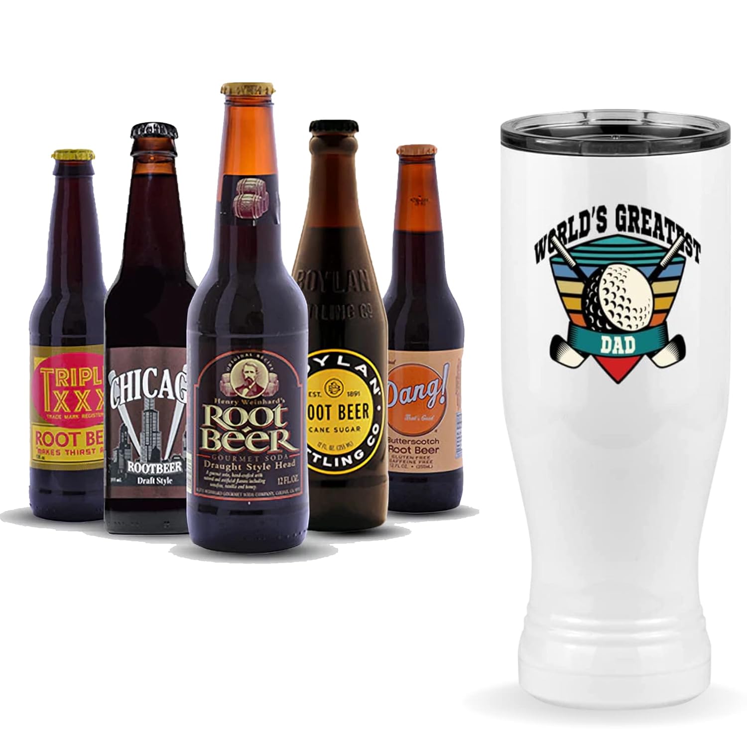 Amazon.com : Golf Pilsner Tumbler & Gourmet 12-Pack Root Beer Sampler ...