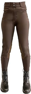 Grewal Equestrian Bianca Ladies Clarino Knee Patch Breeches (as1, Waist, Numeric_30, Regular, Dark Brown)