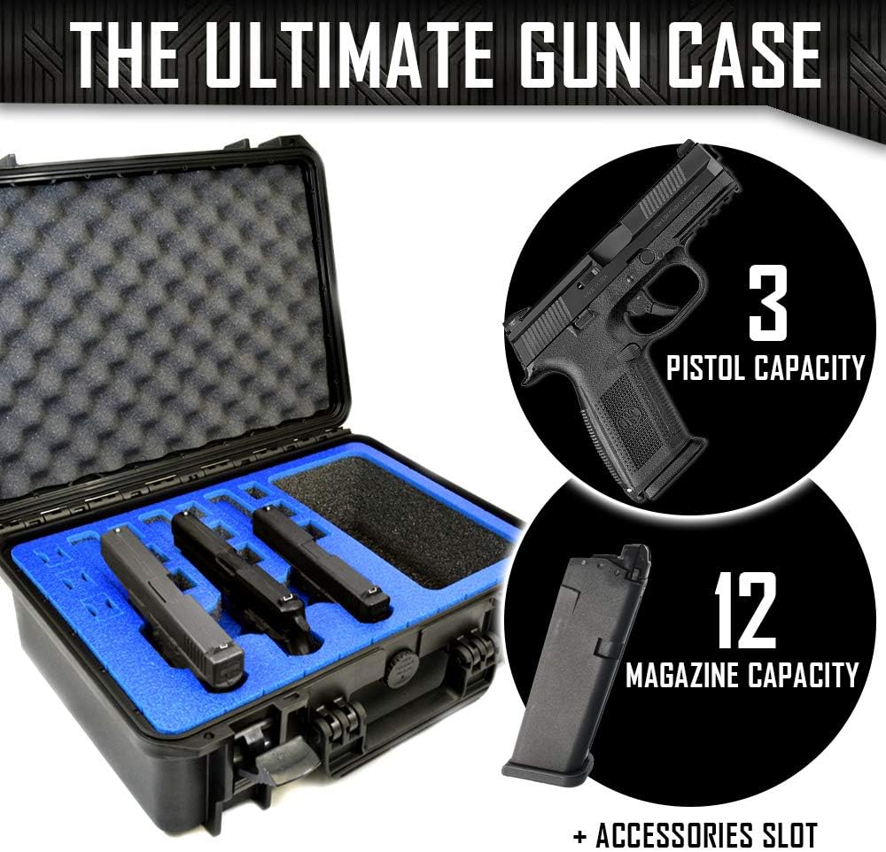 3 Pistol 12 Magazine + Accessories Storage Doro Waterproof Pistol Case with Custom MyCaseBuilder Foam Insert