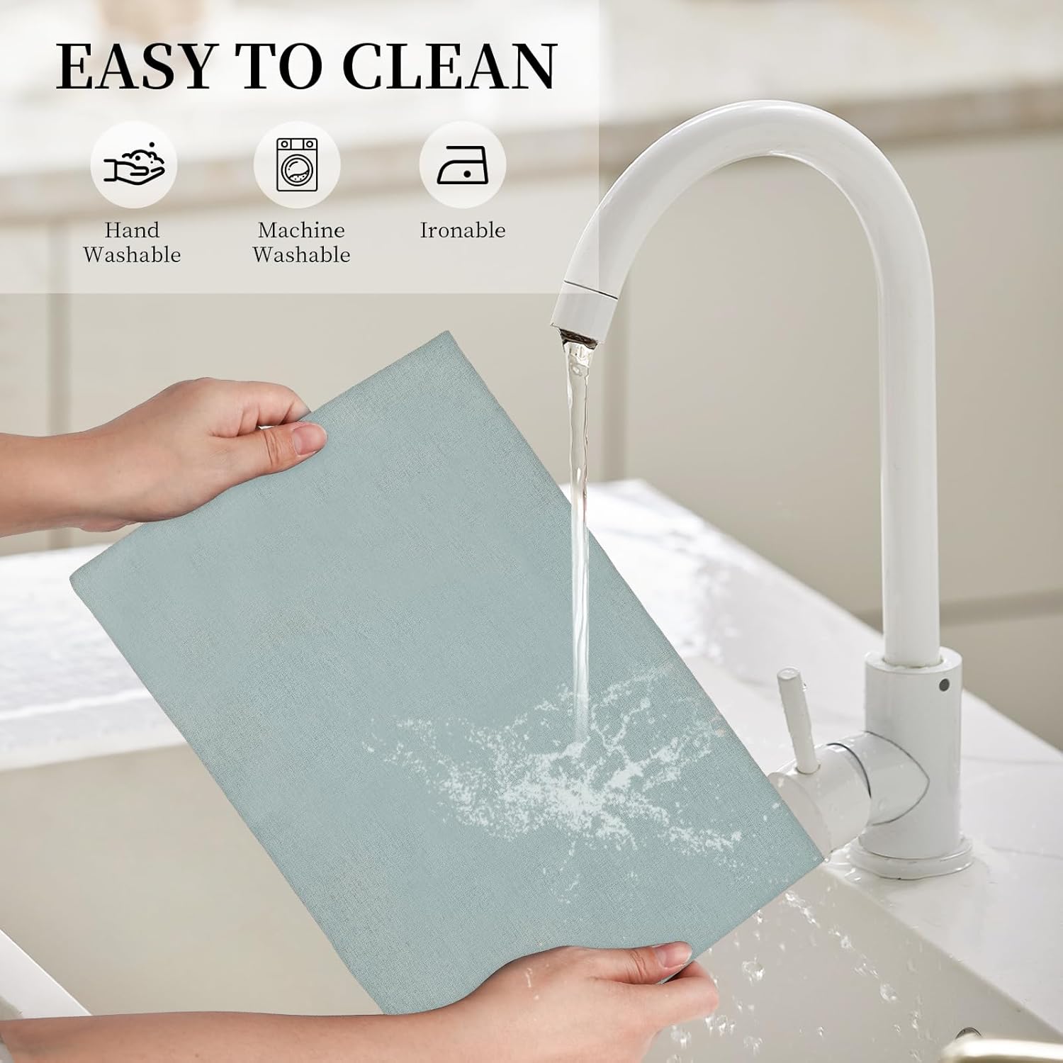 Placemats Set of 6 Linen Type Fabric Cloth Placemats, 19 x 13 Inch Double Layered Thick Wrinkle Free Heat Resistant Table Place, for Dining, Kitchen, Party (Light Gray, 48 * 33cm)