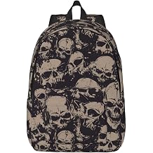 Grunge Skull Horror Scary Vintage Backpack for Girls Boys Women Lightweight Canvas Bookbag Casual Daypack for Travel Outdoor Camping, 15 Inch