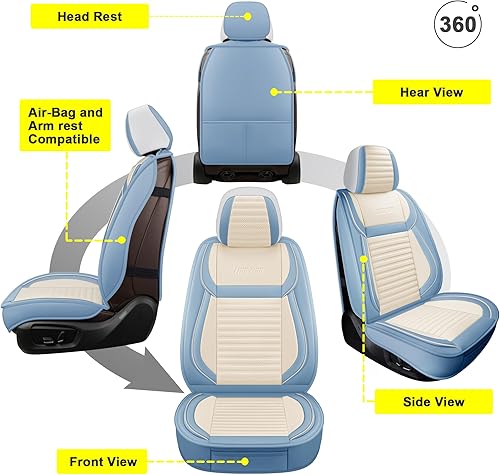 Miniatura 2 de LINGVIDO Funda universal para asiento de automóvil, transpirable e impermeable, fundas de asiento de piel sintética para automóviles, SUV, sedán