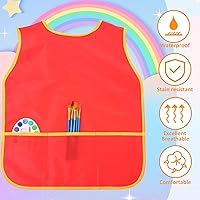 Vista 3 de Panitay Delantales de pintura para niños, 16 unidades, para niños, para artistas, impermeables, sin mangas, con bolsillos para niños de 3 a 8 años