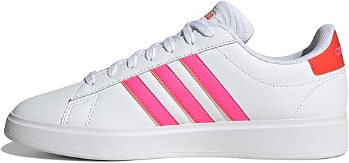 adidas Tenis Grand Court 2.0 para mujer, Calzado BlancoRosa LucidoRojo Brillante