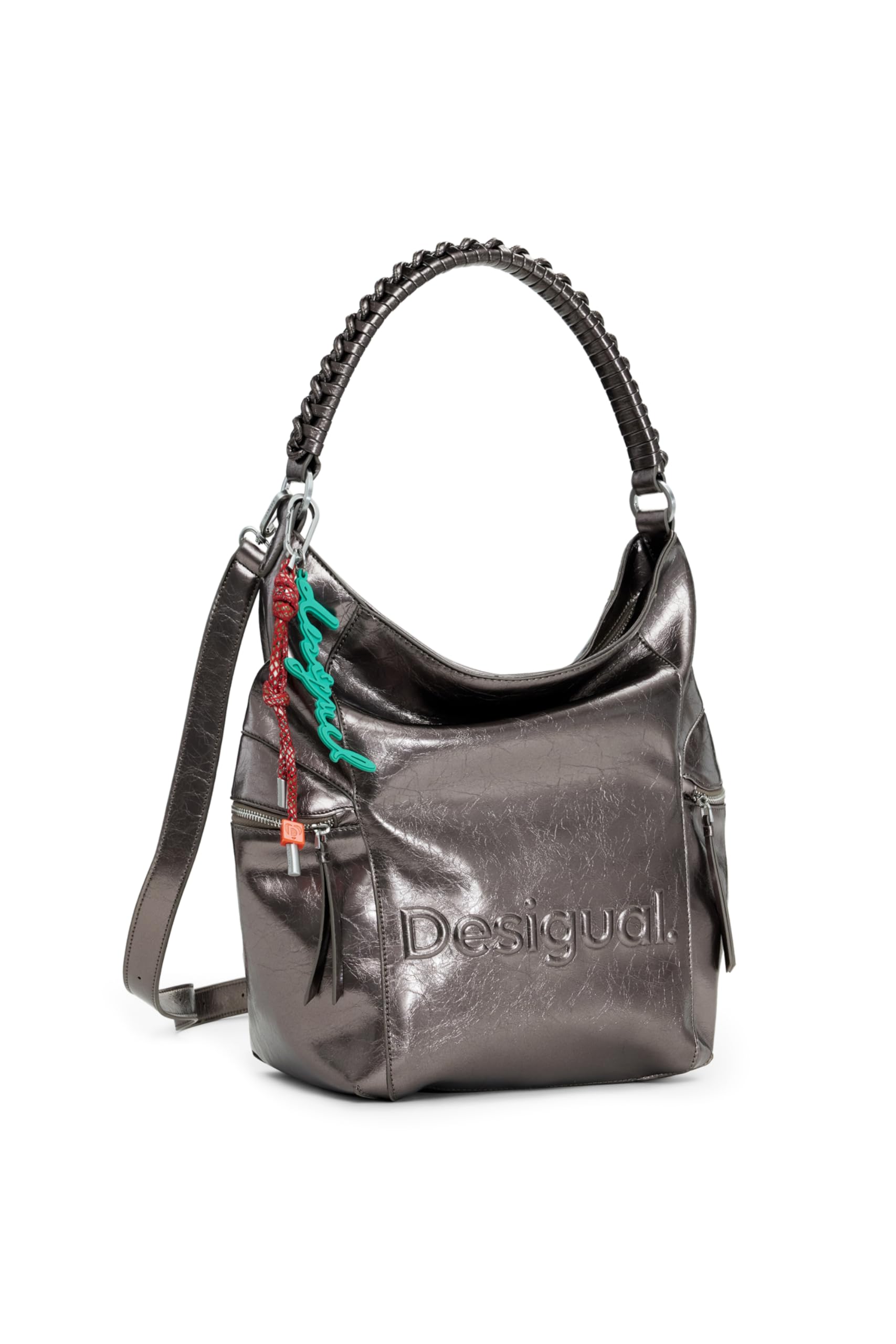 Desigual leisure backpack shoulder bag Arica Half Logo Backpack Big Dark Silver bronze