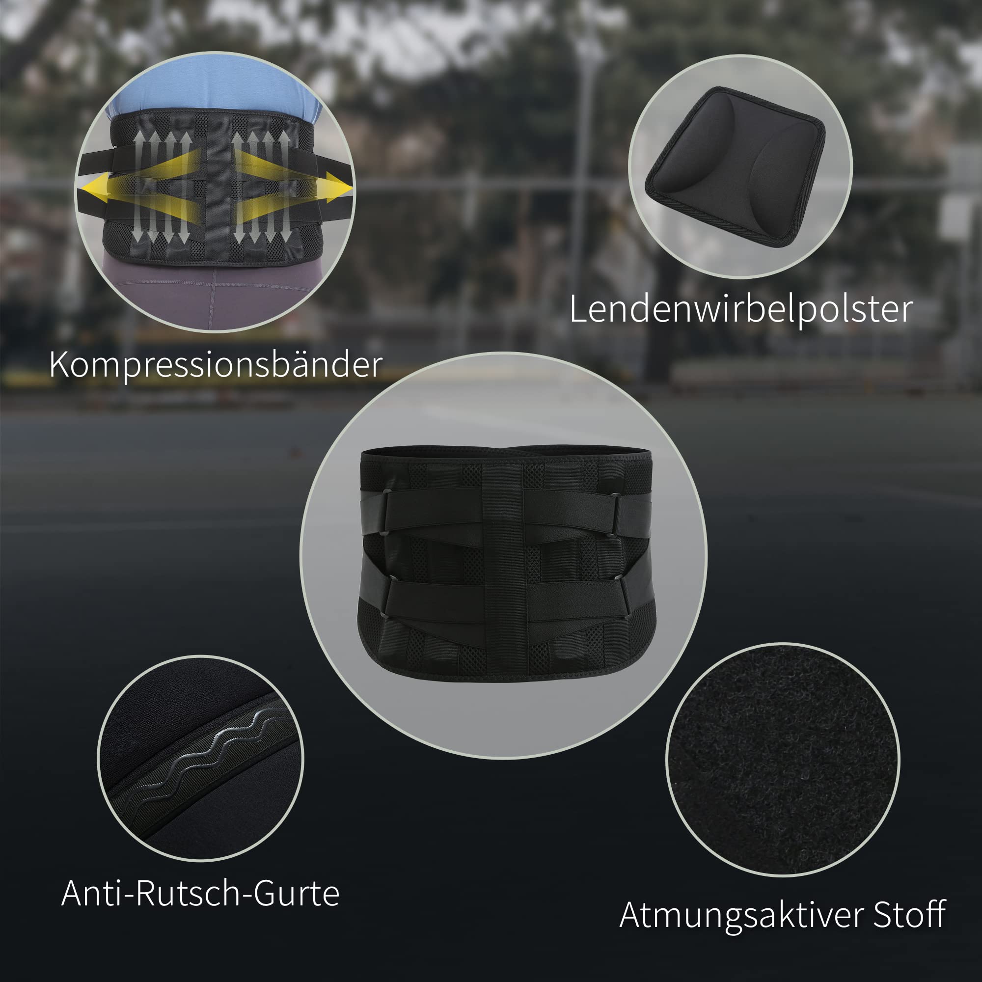 BraceUP Rückenstütze mit Lumbalkissen - Rückenstütze, Rückenstützgürtel, Lendenwirbelstütze für Männer und Frauen (L/XL)