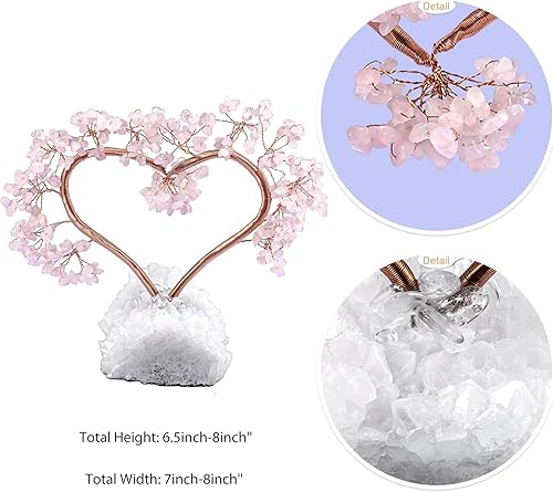 Miniatura 3 de Rockcloud Árbol de dinero de cristal hecho a mano con forma de corazón con base de geoda de cuarzo de roca natural para boda, decoración de oficina