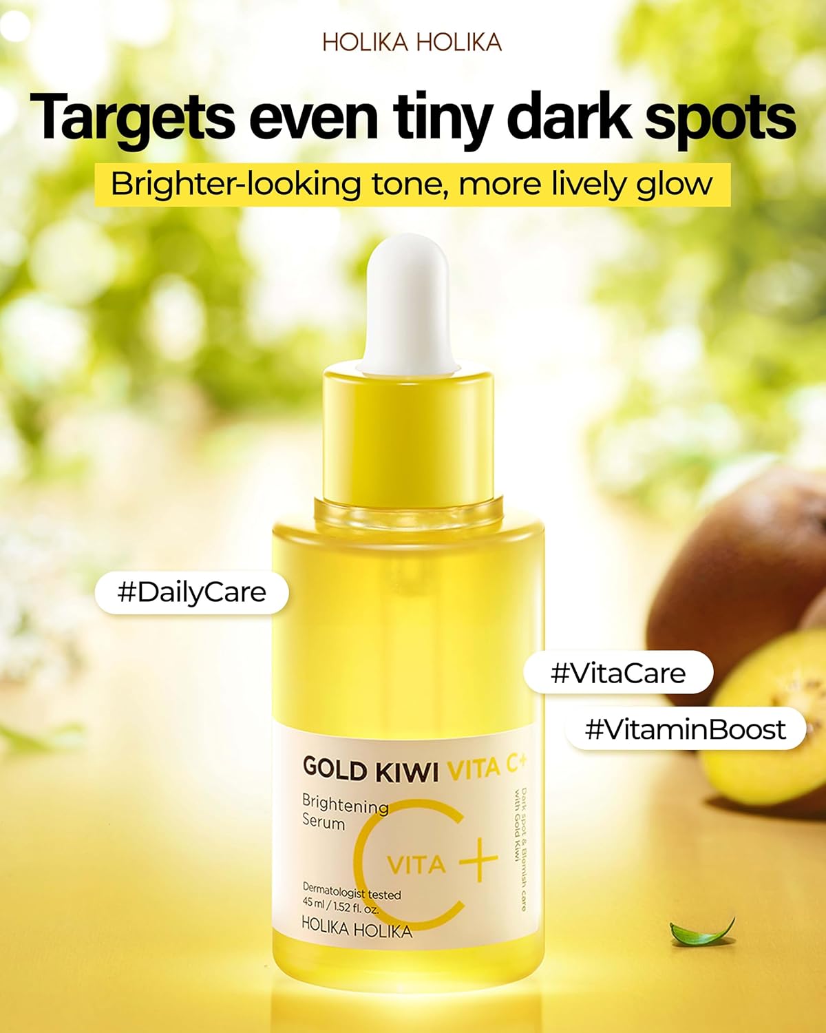HOLIKA HOLIKA Gold Kiwi Vita C Plus Skincare Set – Korean Vitamin C Serum Duo with Antioxidant-Rich Gold Kiwi Extract, Radiance-Enhancing Formula for Dewy, Healthy-Looking Skin, 1.52 fl.oz.