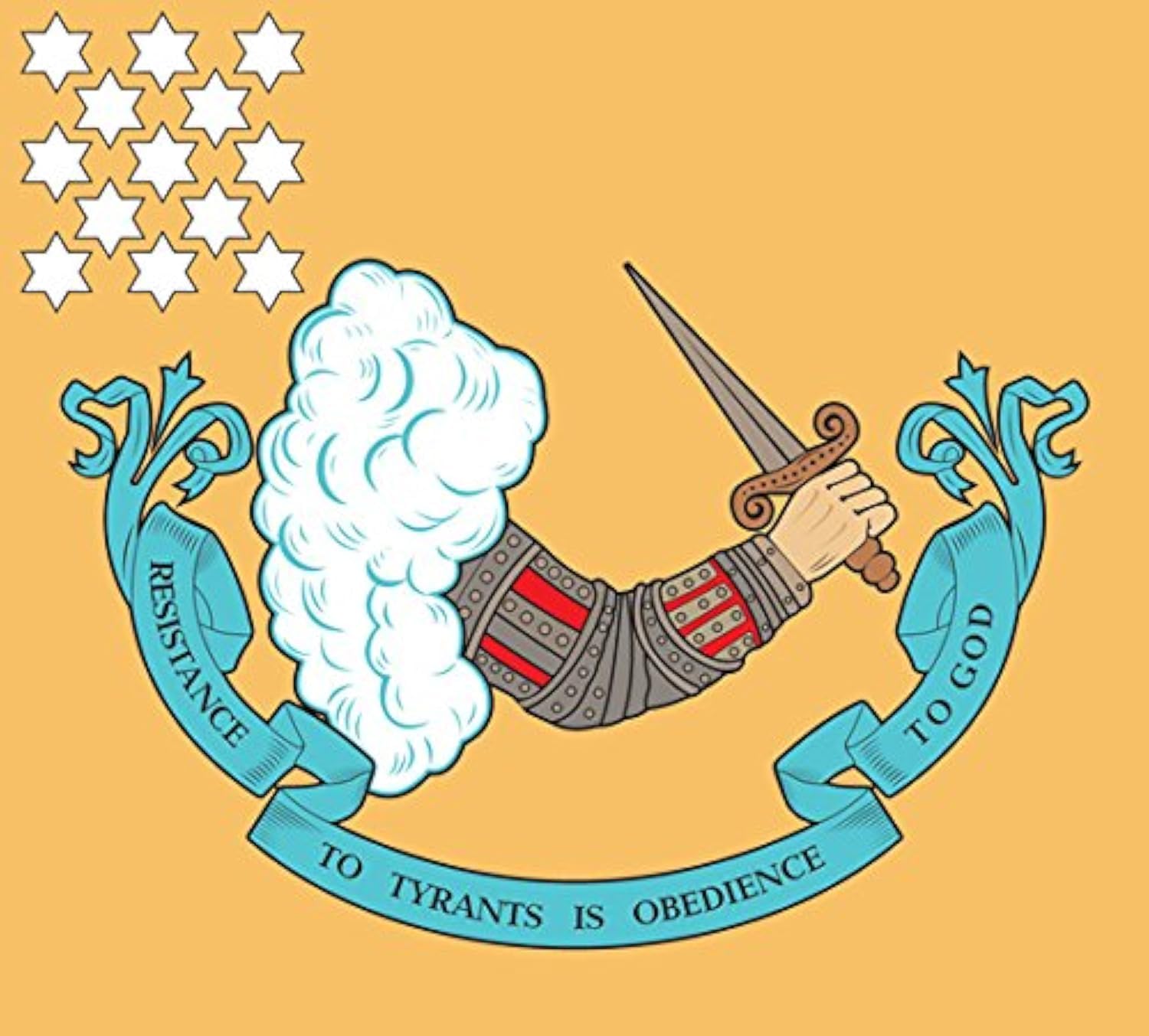 1776 Revolutionary War Battle Flag Sticker (Resistance of Tyrants is obedience to God)